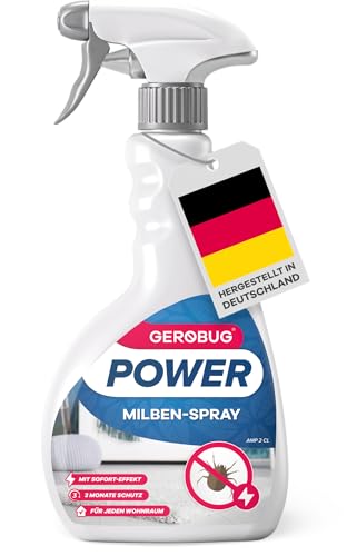 GEROBUG Anti Milben-Spray für Matratzen 500 ml - Hausstaubmilben Bekämpfen - Spray für Polster & Textilien mit Langzeitwirkung - geruchlos & auf Wasserbasis